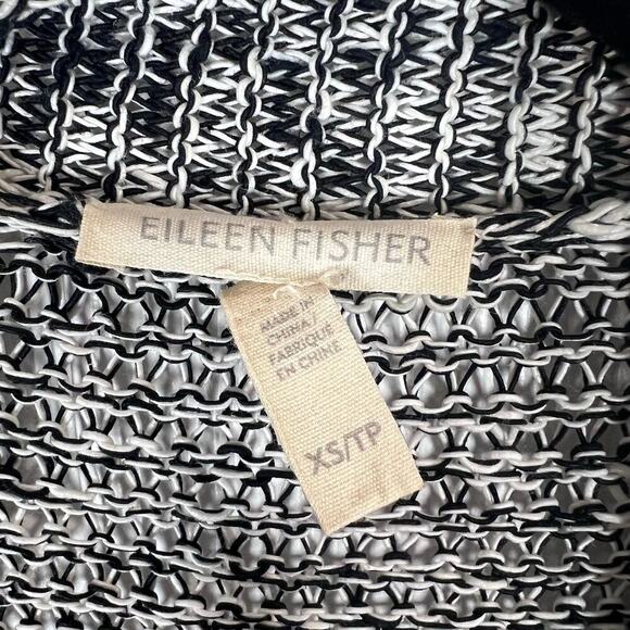 Eileen Fisher Sweater Women's XS Black Open Gray Cardigan Knit Linen Cotton - Picture 4 of 8